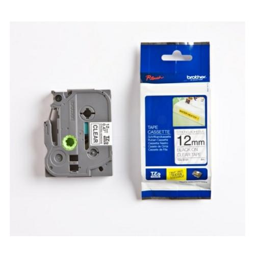 Brother tape TZES131 black on transparent, 12mm, laminated