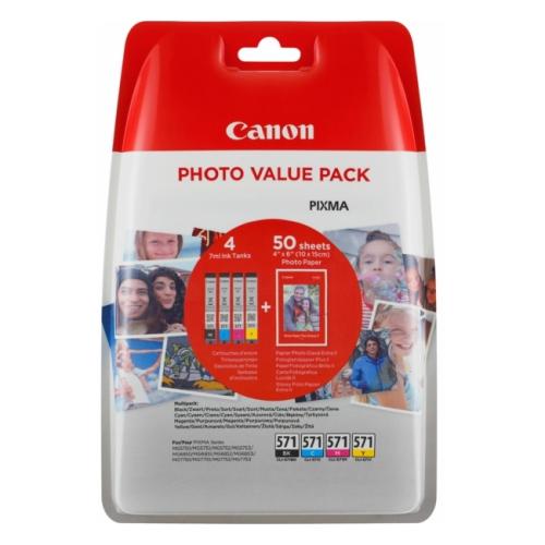 Canon Ink cartridge / Photo paper 0386C009, CLI571 black / cyan / magenta / yellow (multipack)